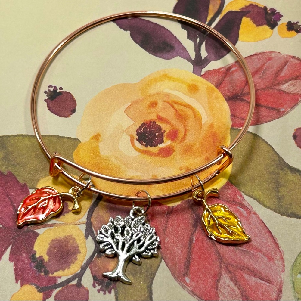 Handmade Fall Bangle Charm Bracelet!